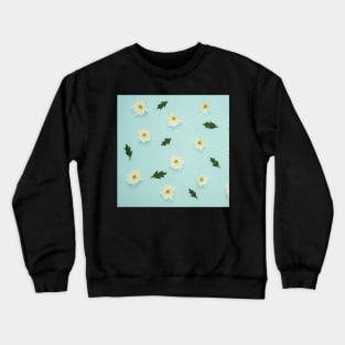 White Flowers and Leaves Decor Crewneck Sweatshirt